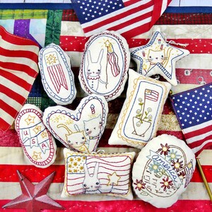 Patriotic spirit Ornaments embroidery Pattern PDF stitchery independence day primitive ornies bowl fillers hudsons holidays image 9