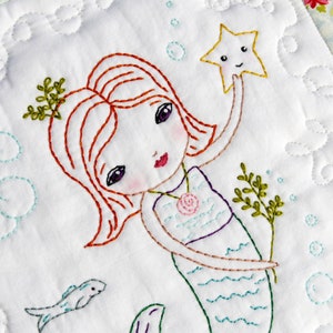 Merry Mermaid embroidery Pattern PDF Quilt sea beach stitchery starfish image 2