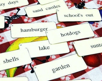 27 Mini SUMMER time Flash Cards PDF -  preemie paper labels altered art signs words scrapbooking uprint