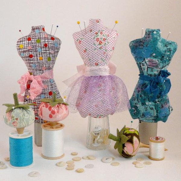 New 2011 Mini Mannequin and Tomato pincushion E Pattern - Pin Keep email eco-friendly pdf pinkeep cushion