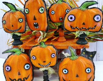 Halloween Haunted Pumpkin patch pattern - PDF Video painting  - primitive craft spooky prim lesson