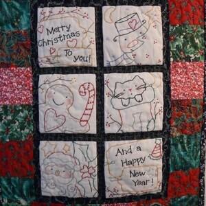 Merry CHRISTMAS embroidery QUILT Pattern PDF santa gingerbread man ginger wallhanging image 3