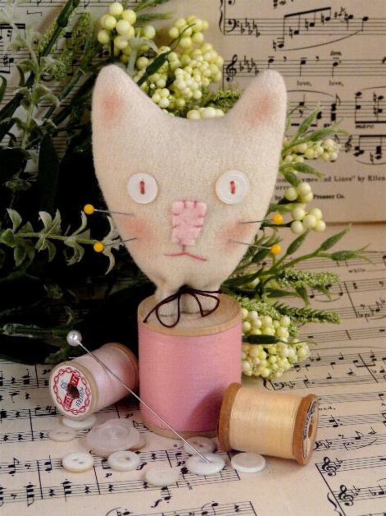 Cat Spool Pincushion Pattern PDF Sewing Supply Decor Pin Etsy