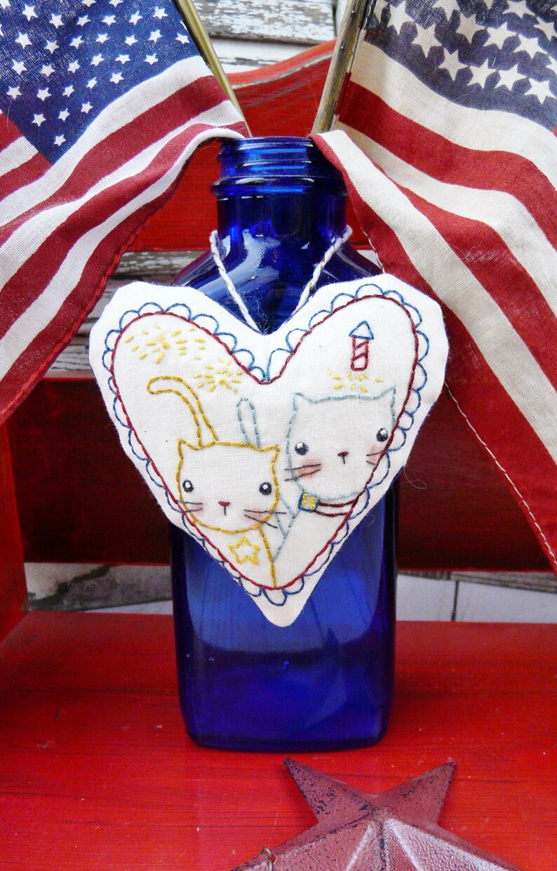 Patriotic spirit Ornaments embroidery Pattern PDF stitchery independence day primitive ornies bowl fillers hudsons holidays image 8