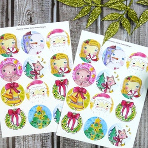 Christmas Joy sticker SET art artwork 2 sheets Santa snowman deer wreath gingerbread man planner journal image 6