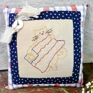 America Lady Liberty Stitchery PDF Pattern 3 in 1 old bobbin kitty cat patriotic image 3