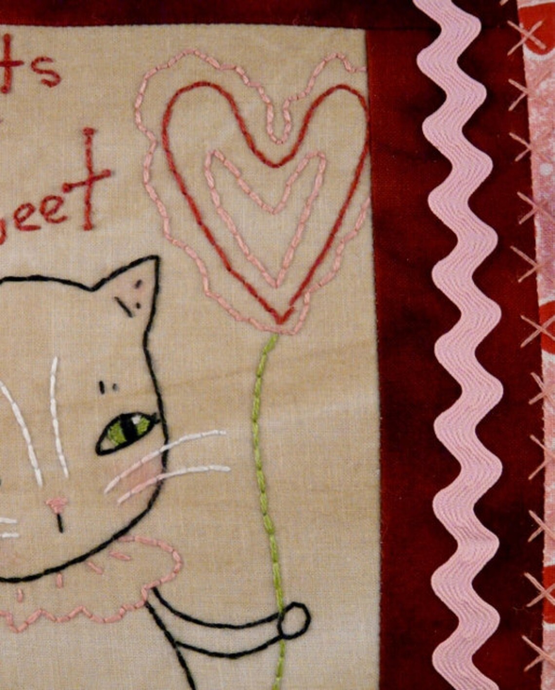 Pillow cover embroidery - cotton - cats in blue main image 0