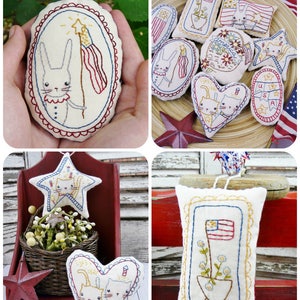 Patriotic spirit Ornaments embroidery Pattern PDF stitchery independence day primitive ornies bowl fillers hudsons holidays image 7