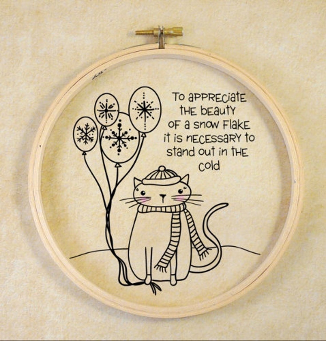 Winter Kitty Cat Snow Flake PDF Pattern - Embroidery Sheet Easy Simple ...