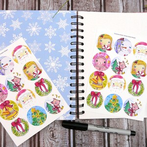 Christmas Joy sticker SET art artwork 2 sheets Santa snowman deer wreath gingerbread man planner journal image 4