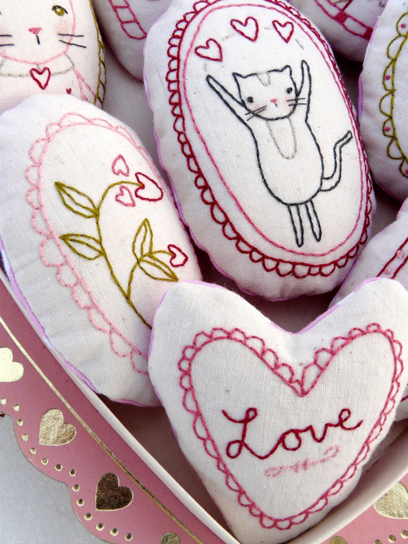 Sweetest LOVE Ornaments embroidery Pattern PDF Shabby chic stitchery valentine heart primitive ornies bowl fillers image 8