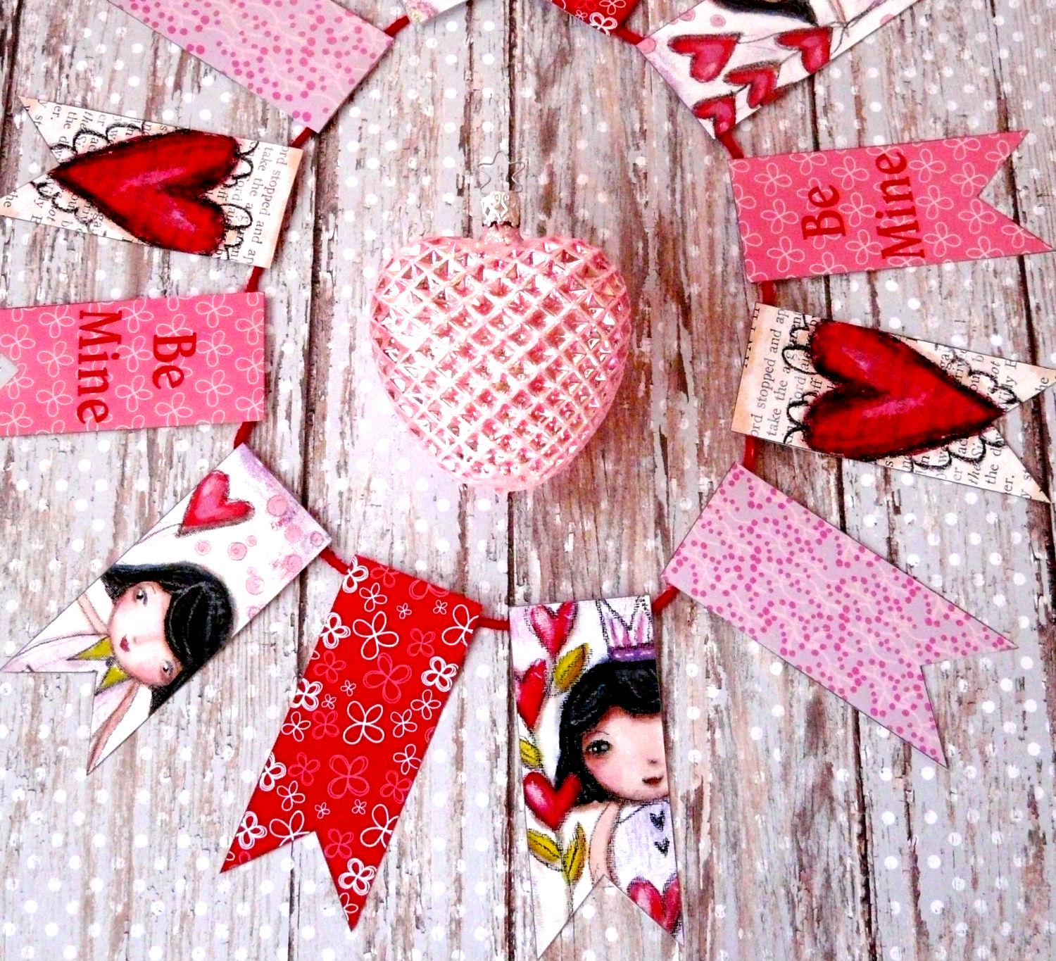 Be Mine Valentine Banner PDF Printable- Digital College Sheet Girls - Etsy