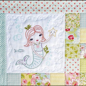 Merry Mermaid embroidery Pattern PDF Quilt sea beach stitchery starfish image 5