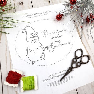 Christmas with my gnomies embroidery Pattern - PDF gnome design hand stitchery