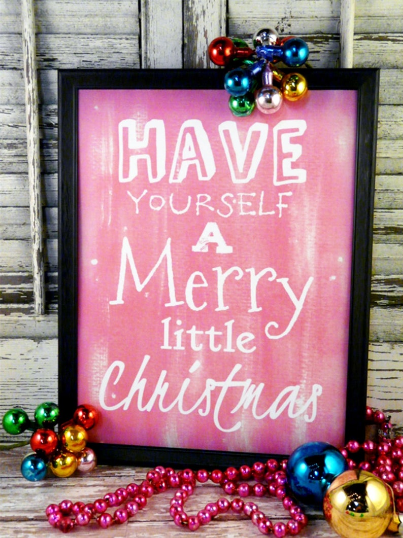 Have Merry Christmas sign digital PINK uprint words vintage  Etsy