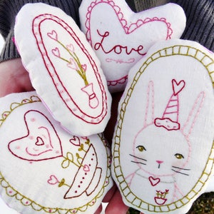 Sweetest LOVE Ornaments embroidery Pattern PDF Shabby chic stitchery valentine heart primitive ornies bowl fillers image 6