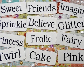 12 Large Girly Flash Cards PDF - girl woman pink sweet signs words pretty