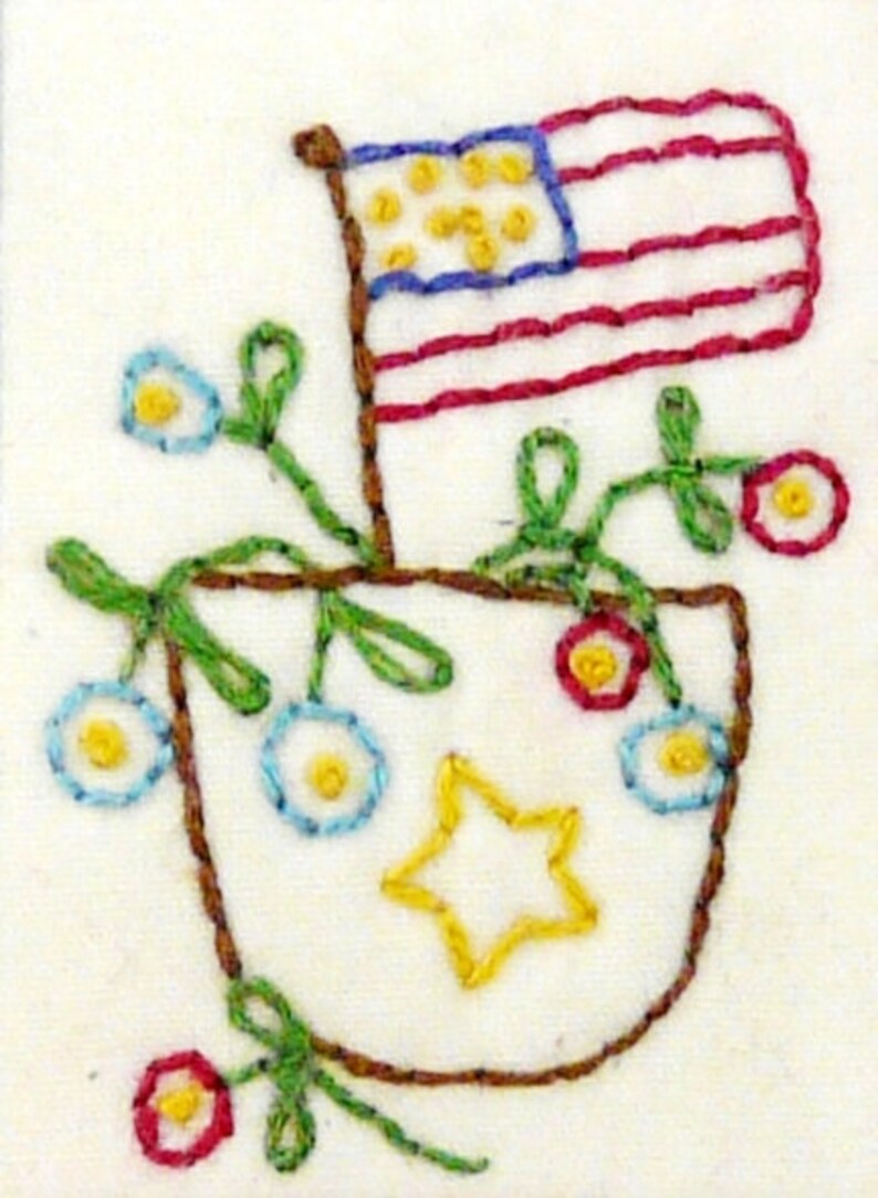 Patriotic Americana Pinnies pattern PDF embroidery Quilted pincushion 4 designs fabric scissors fob pin keep 4th of july image 9