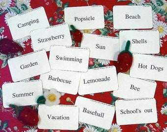 Summer Time FLASH CARDS - PDF 16 digital collage sheet
