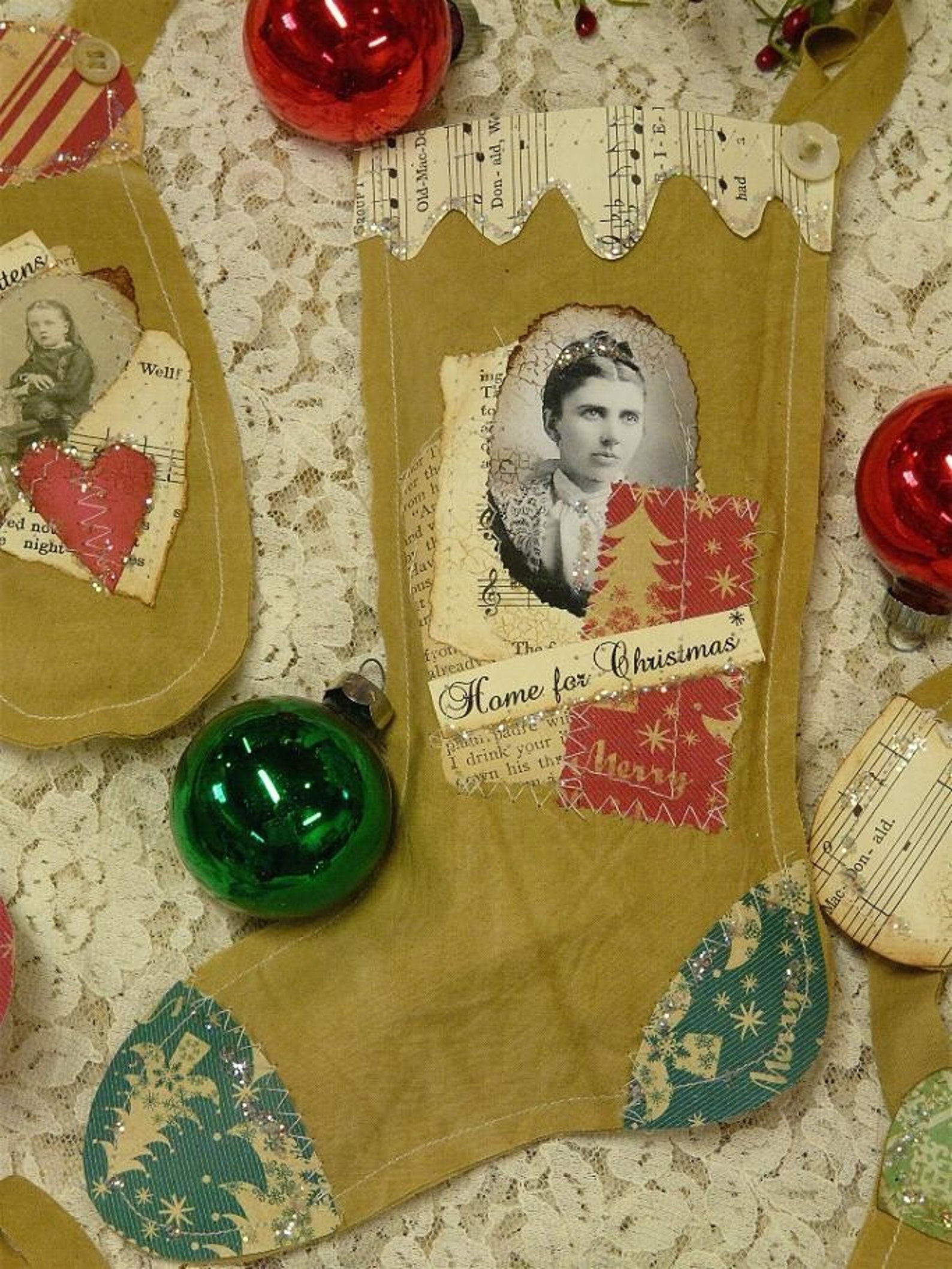 Primitive Christmas Stocking Mitten Star PDF Pattern - Ornie Ornament ...