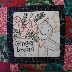 Merry CHRISTMAS embroidery QUILT Pattern PDF santa gingerbread man ginger wallhanging image 2