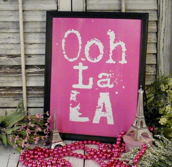 Items similar to Ooh La La French sign digital PDF Pink uprint art words vintage style