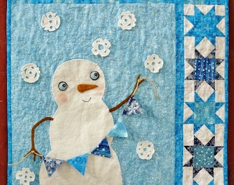 Winter Christmas Snowman QUILT Pattern PDF -  Wish upon a snowflake banner flag wallhanging