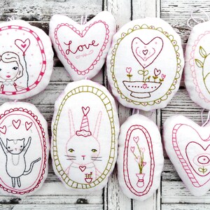 Sweetest LOVE Ornaments embroidery Pattern PDF Shabby chic stitchery valentine heart primitive ornies bowl fillers image 10