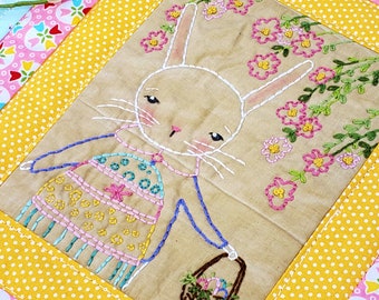 Thrill of the hunt Easter bunny pattern - PDF hand embroidery Quilted quilt egg