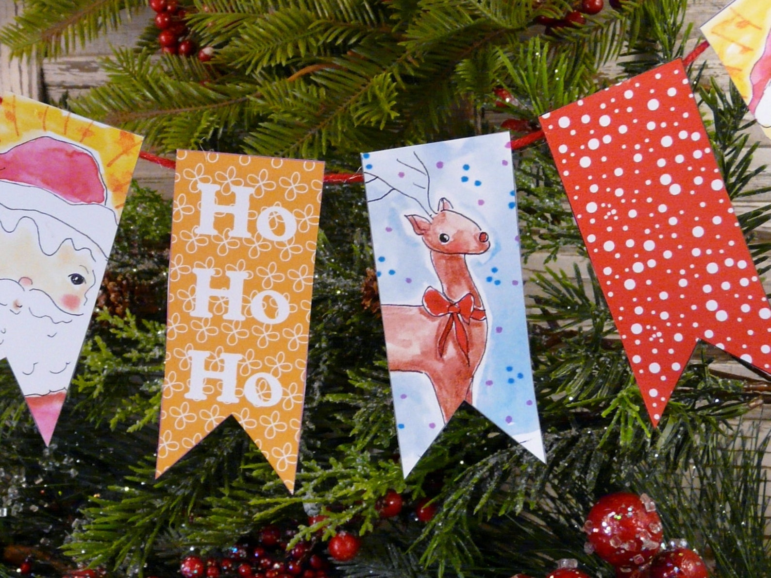 Christmas Santa Banner PDF Printable Digital College Sheet - Etsy
