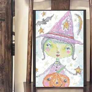 Halloween Witchy Poo cross stitch PDF Pattern -  stitchery embroidery Cross-Stitch witch