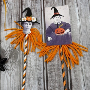 Una collezione Witchy Vintage Halloween Fogli di collage PDF ornamenti tutorial modello bomboniera per streghe immagine 5