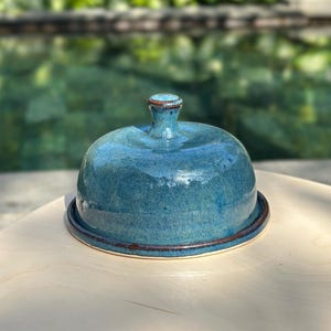 Ceramic butter dish, Handmade butter dish, Butter holder, Blue butter dish