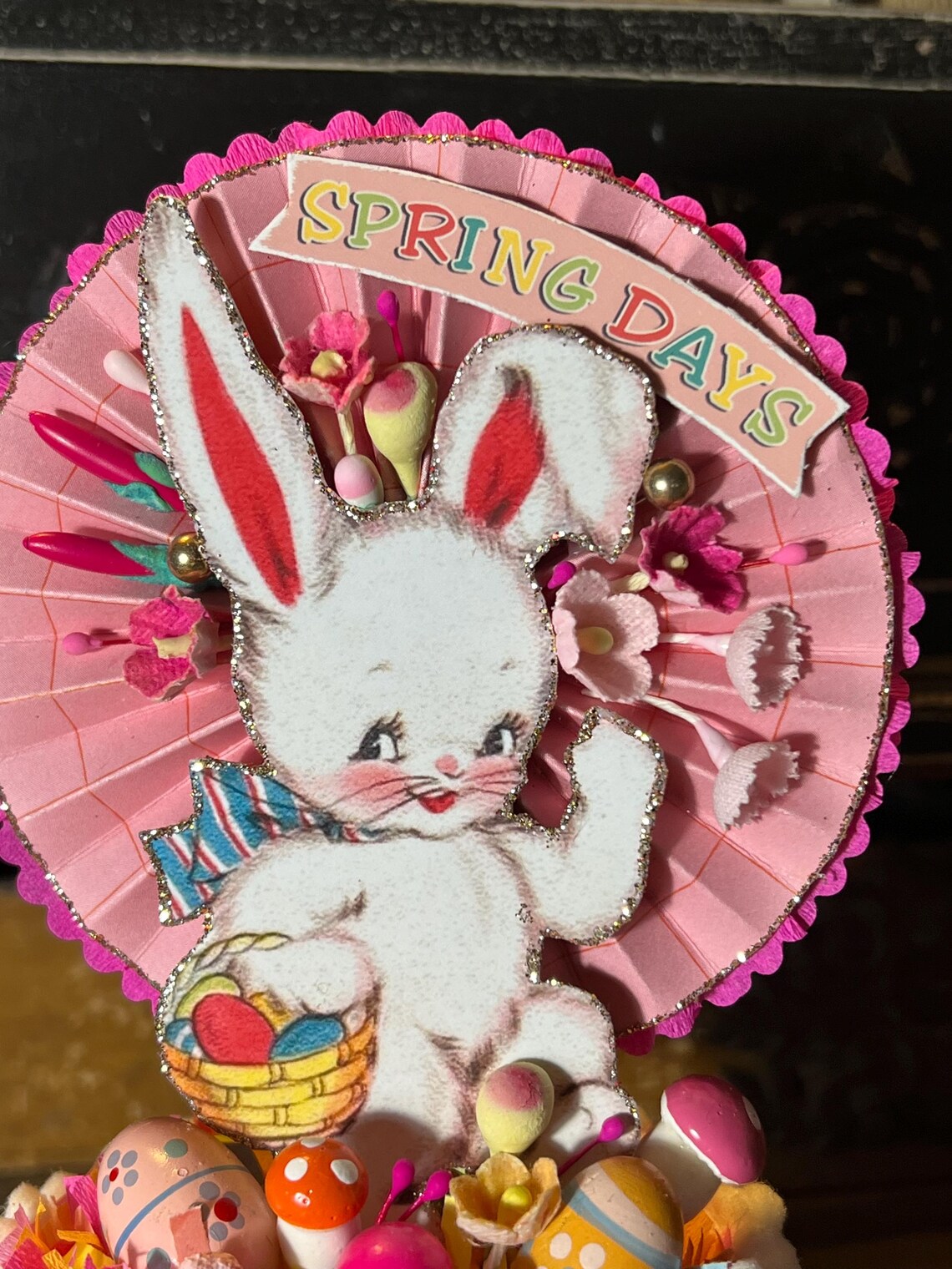 Vintage HANDMADE Easter Anthropomorphic Bunny Rabbit in Pastic Basket ...