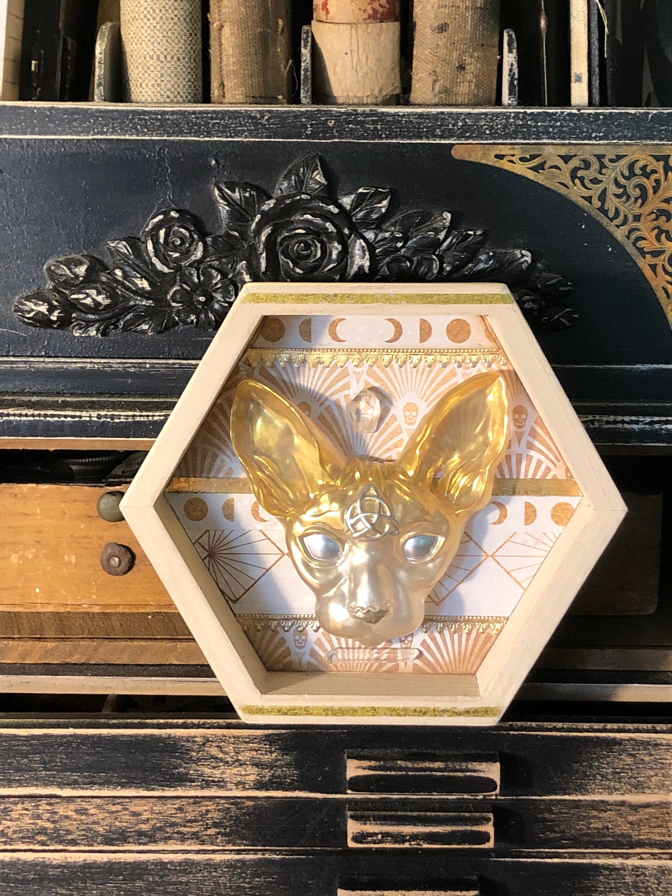 Vintage Halloween Gothic Wooden Shadow Box with Clairvoyant Etsy