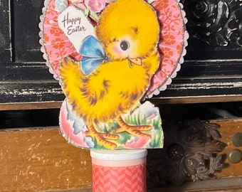 Vintage EASTER, RETRO Easter, Kitsch, Vintage Easter Decorations, Retro Easter, Easter Decor, Easter Spool, Baby Chick, Handmade Gift, Art