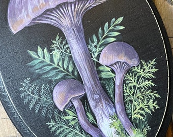 Peinture champignon sur bois, peinture ORIGINAL, champignon, Woodland, Cottagecore, milieu universitaire sombre, de mauvaise humeur, décor de champignon, oeuvre d'art de la nature, 5 x 7 pouces