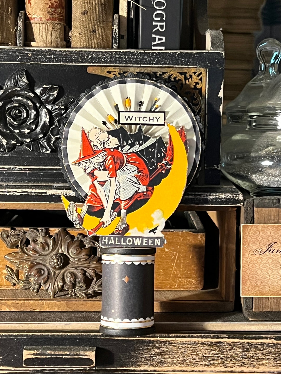 Vintage HALLOWEEN, Handmade Art, Vintage Halloween Decor, Retro, Kitsch