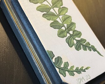 Mini ORIGINAL Art, Acrylic Painting on Wood, Botanical, Natural History, Miniature, Woodland, Cottagecore, Fern, Handpainted