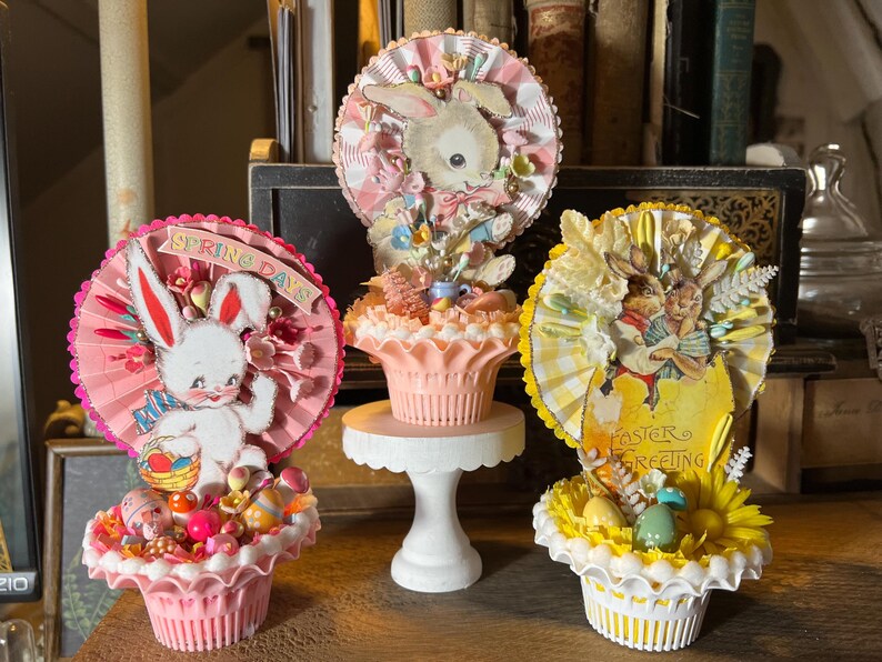Vintage HANDMADE Easter Anthropomorphic Bunny Rabbit in Pastic Basket ...
