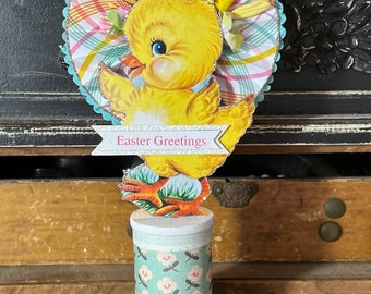 Vintage EASTER, RETRO Easter, Kitsch, Vintage Easter Decorations, Retro Decor, Easter Decor, Easter Spool, Chick, Handmade Gift, Art, pastel