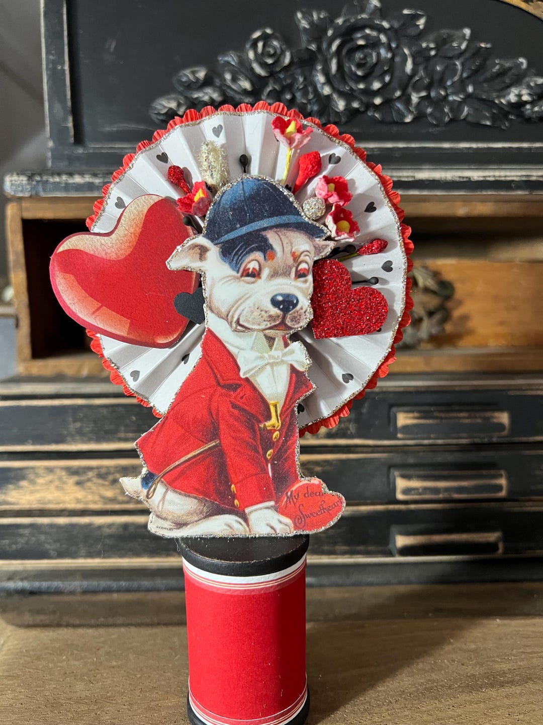 Handmade Valentine Decoration, Vintage Valentine's, Puppy Dog, Terrier ...
