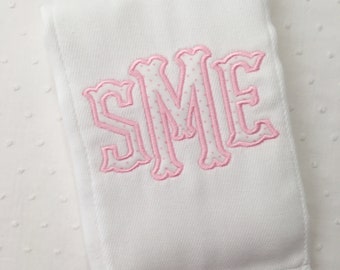 Applique Monogram Baby Burp Cloth or Bib