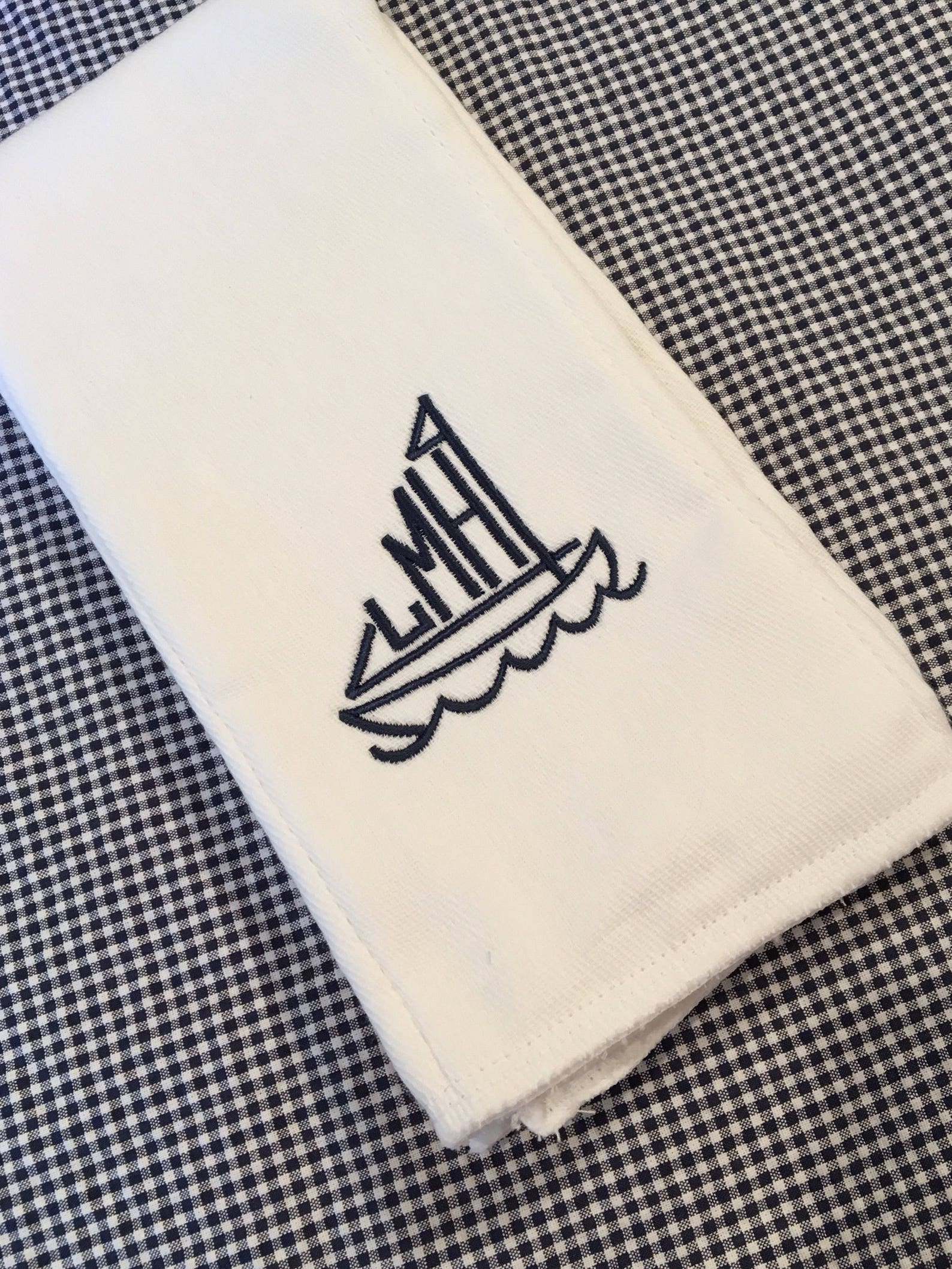 Monogrammed Sailboat Burp Cloth or Bib Embroidered Custom Baby Etsy