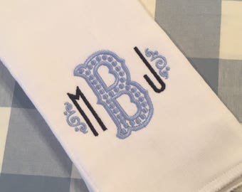 Monogrammed Burp Cloth Embroidered