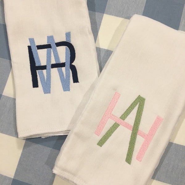 Modern Block Monogram Burp Cloth or bib