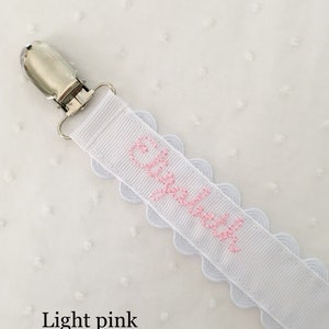 Monogrammed Pacifier Clip Holder Embroidered Name image 2