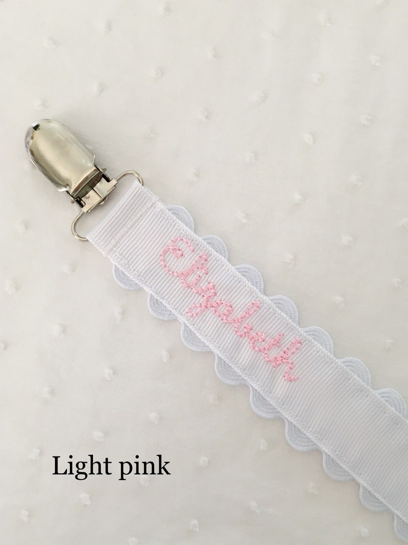 Monogrammed Pacifier Clip Holder Embroidered Name image 2