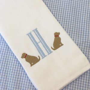 Monogrammed Puppy Dog Burp Cloth or Bib