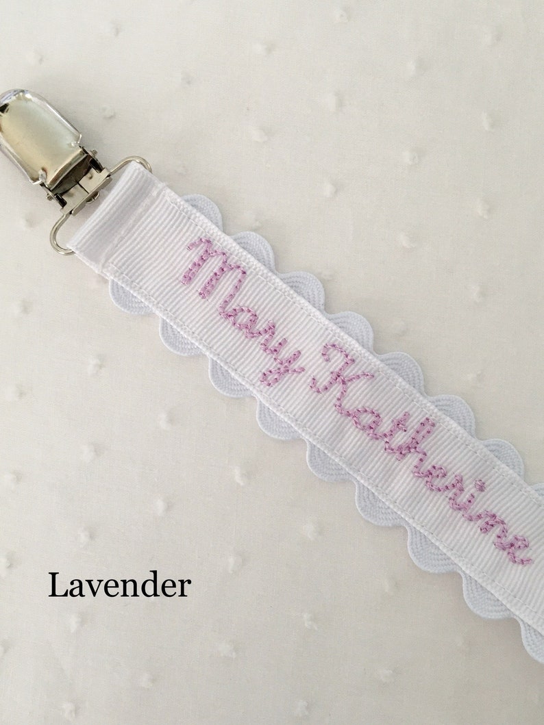 Monogrammed Pacifier Clip Holder Embroidered Name image 3